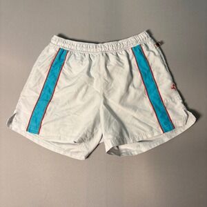 Kinesis Vintage Retro White Athletic Shorts Blue Orange Stripe Made in USA M